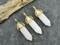 40mm Gold Tone Natural White Jade Double Terminated Bullet Pendant